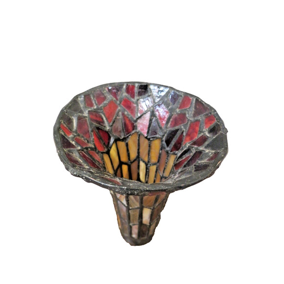 Vintage Stained Glass Fluted Lamp Light Shade - Picture 2 of 9